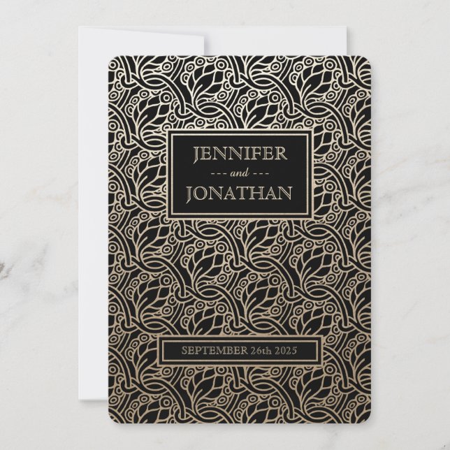 Art Nouveau Nature Wedding Invitations Gold Foil (Front)