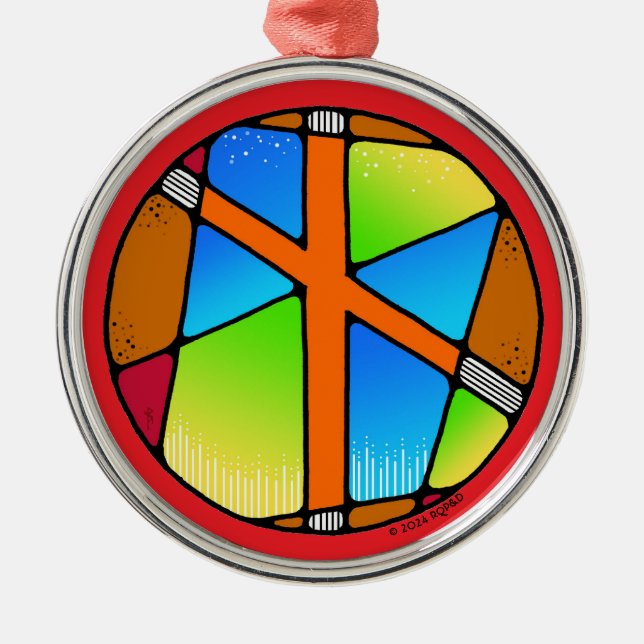 Art Nouveau Naudhiz Rune of Overcoming Metal Ornament (Front)