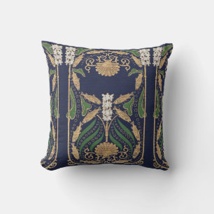 Art Nouveau Nautical Seashells Throw Pillow