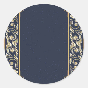 art nouveau, navy blue, gold,antique,belle époque classic round sticker