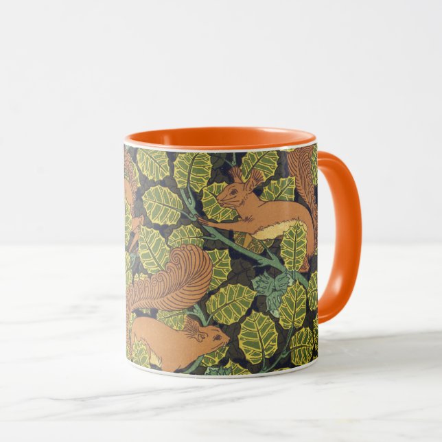 Art Nouveau Oak Squirrels Mug (Front Right)
