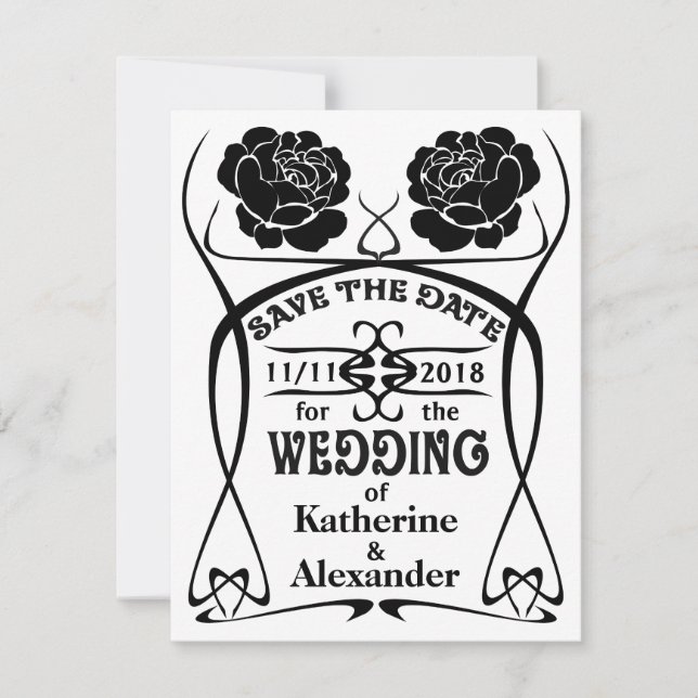 Art Nouveau Old West Rose Wedding Save the Date (Front)