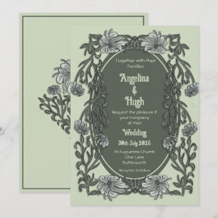 Art Nouveau olive - Wedding Invitation