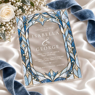 Art Nouveau Opalescent Stained Glass Wedding Acrylic Invitations