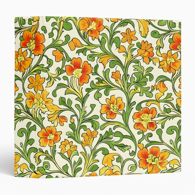  Art Nouveau orange and yellow floral pattern  Binder (Front/Spine)