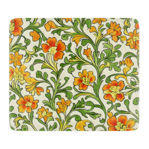  Art Nouveau orange and yellow floral pattern  Cutting Board