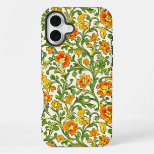 Art Nouveau orange and yellow floral pattern iPhone 16 Plus Case