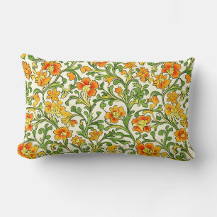 Art Nouveau orange and yellow floral pattern Lumbar Pillow