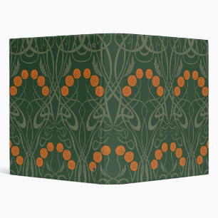 Art Nouveau Orange Roses and Sinuous Stems Binder