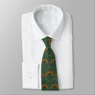 Art Nouveau Orange Roses and Sinuous Stems Tie