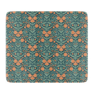 Art Nouveau orange tulip-like floral pattern Cutting Board