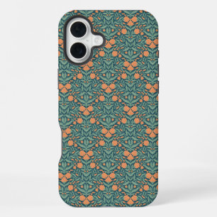 Art Nouveau orange tulip-like floral pattern iPhone 16 Plus Case
