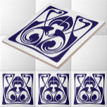 Art Nouveau Ornament Frieze Tile<br><div class="desc">This blue and white art nouveau frieze ornament was derived from an antique Victorian era ca. 1878 art publication. You can customize the colours.</div>