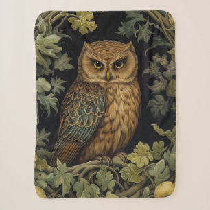 Art nouveau owl in the forest sherpa blanket