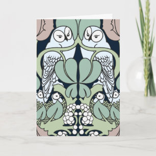 Art Nouveau Owl Nest Bonne Cartes d'Anniversaire