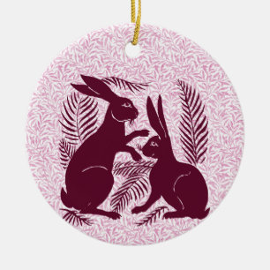 Art Nouveau Pair of Rabbits De Morgan and Morris Ceramic Ornament