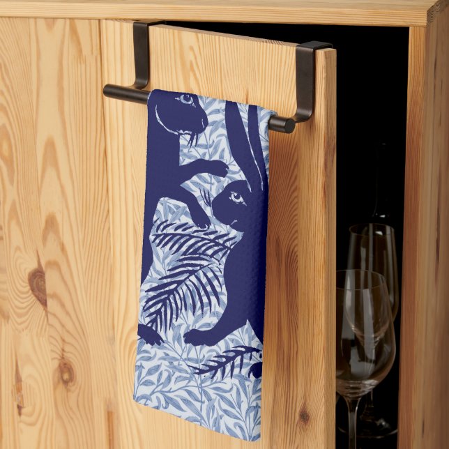 Art Nouveau Pair of Rabbits De Morgan and Morris Kitchen Towel (Thirds Fold)