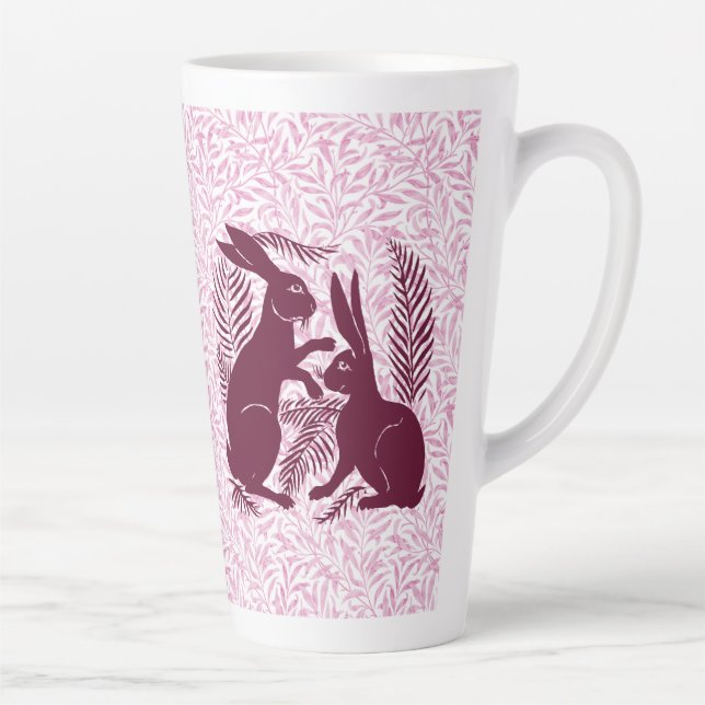 Art Nouveau Pair of Rabbits De Morgan and Morris Latte Mug (Right)