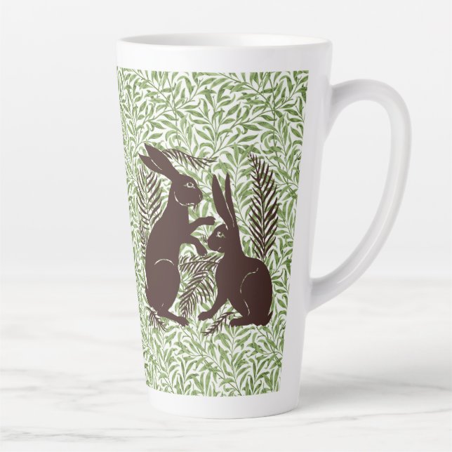 Art Nouveau Pair of Rabbits De Morgan and Morris Latte Mug (Right)