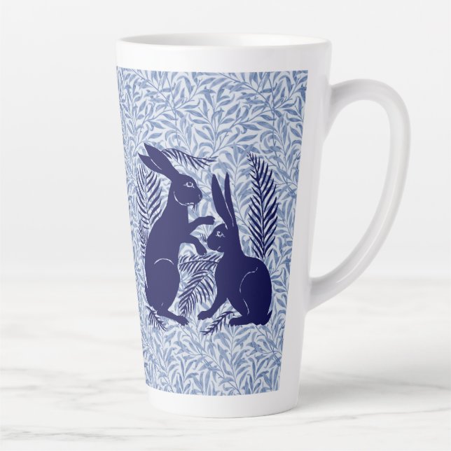 Art Nouveau Pair of Rabbits De Morgan and Morris Latte Mug (Right)