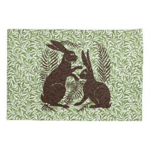 Art Nouveau Pair of Rabbits De Morgan and Morris Pillowcase