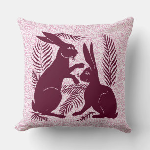 Art Nouveau Pair of Rabbits De Morgan and Morris Throw Pillow