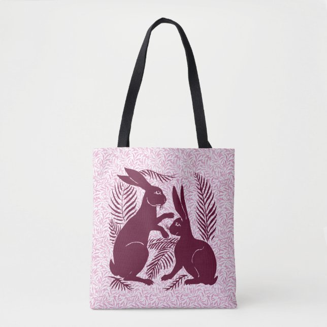 Art Nouveau Pair of Rabbits De Morgan and Morris Tote Bag (Front)