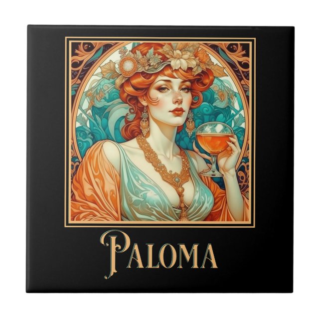 Art Nouveau Paloma  Tile (Front)