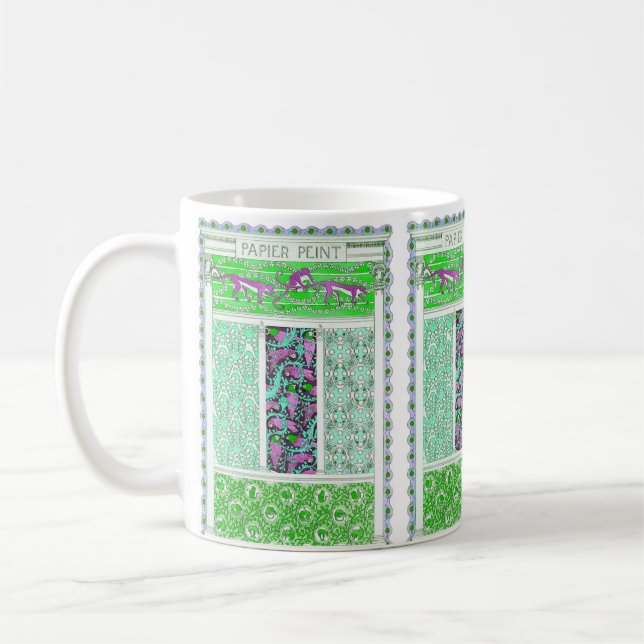 Art nouveau parrot monkey jungle tropical paper  coffee mug (Left)