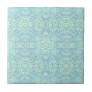 Art Nouveau Pastel Teal Blue Mirrored Pattern Tile