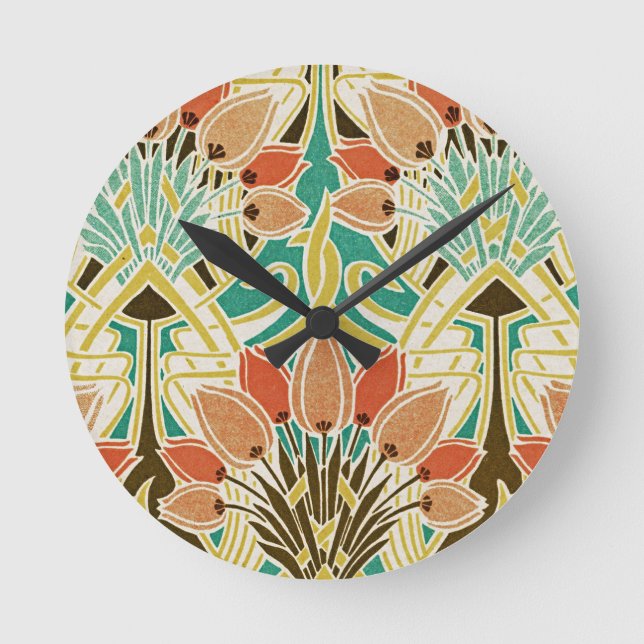 Art Nouveau pattern #11 Round Clock (Front)