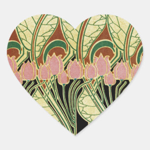 Art Nouveau pattern #1 Heart Sticker