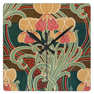 Art Nouveau Pattern #4 at Emporio Moffa Square Wall Clock