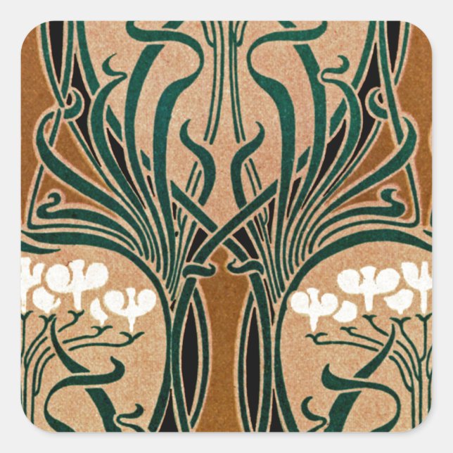Art Nouveau pattern #9 Square Sticker (Front)