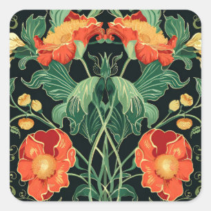 Art Nouveau Pattern Square Sticker