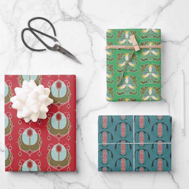 Art Nouveau Pattern Wrapping Paper Sheet (Front)
