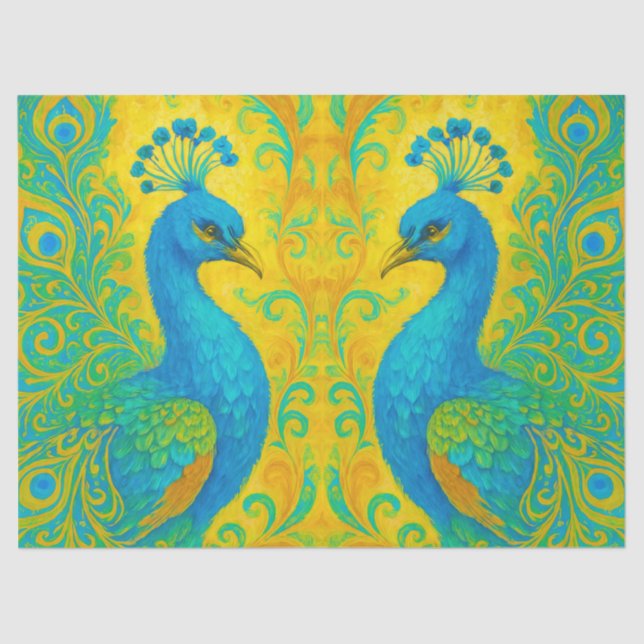 Art Nouveau Peacock 18lb Decoupage  Tissue Paper (Front)