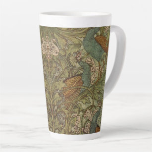 Art nouveau peacock and flower jacquard latte mug