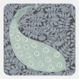 Art Nouveau Peacock Classic Vintage Bird Square Sticker