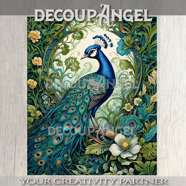 Art Nouveau Peacock Decoupage Tissue Paper (Creator Uploaded)