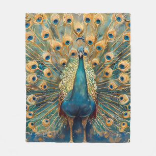 Art Nouveau Peacock Fleece Blanket