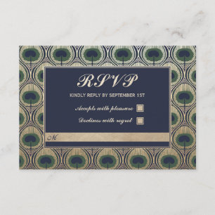 Art Nouveau Peacock Mariage RSVP Cartes Gold Foil