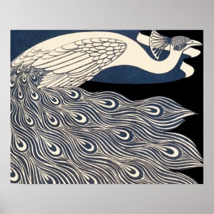 Art Nouveau Peacock Poster