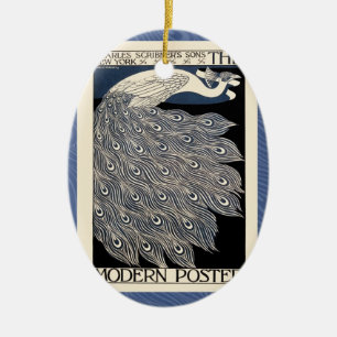 Art Nouveau Peacock Poster Ceramic Ornament