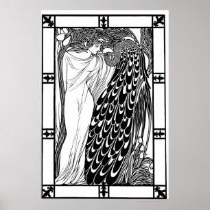 Art Nouveau Peacock Poster - The Kiss
