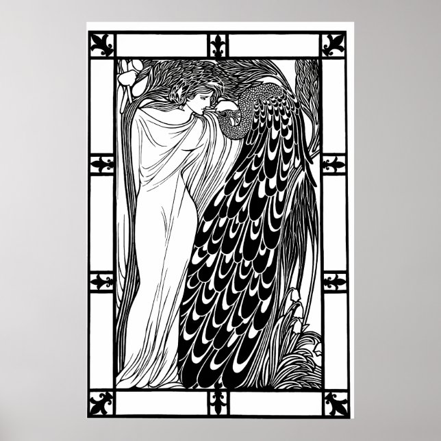 Art Nouveau Peacock Poster - The Kiss (Front)