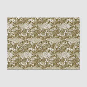 Art Nouveau Peacock Print, Brown and Cream Tissue Paper