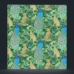 Art Nouveau Peacock Print, Cobalt Blue & Green Binder<br><div class="desc">Art nouveau pattern based on a vintage William Morris tapestry inspired fabric depicting a forest scene with peacocks,  hares and foxes,  digitally rendered in cobalt blue,  turquoise and neutrals on a dark forest green background for the look of a traditional tapestry</div>