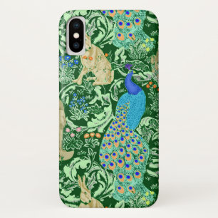 Art Nouveau Peacock Print, Cobalt Blue & Green Case-Mate iPhone Case