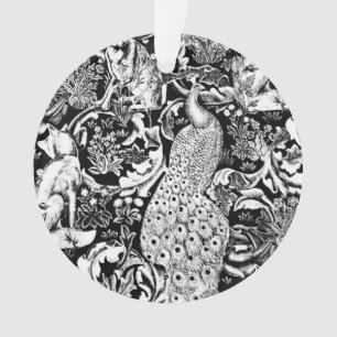 Art Nouveau Peacock Print, noir et blanc